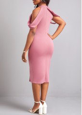 Pink dresses,Plain Color dresses,Party dresses,Elegant dresses,Cut Out Pink Round Neck Bodycon Dress