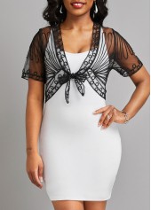 Black outerwear & coats,Plain Color outerwear & coats,Mesh Black V Neck Short Sleeve Coat