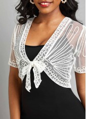 Mesh White V Neck Short Sleeve Coat