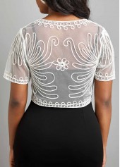 White outerwear & coats,Plain Color outerwear & coats,Mesh White V Neck Short Sleeve Coat