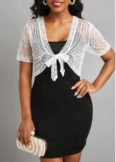 White outerwear & coats,Plain Color outerwear & coats,Mesh White V Neck Short Sleeve Coat