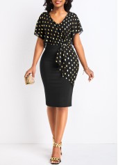 Hot Stamping Polka Dot Black Bodycon Dress