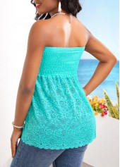 Mint Green tops,Plain Color tops,Lace Mint Green Bandeau Tank Top