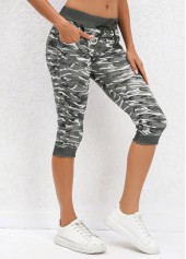Sage Green bottoms,Graphic bottoms,Camouflage Print Sage Green Mid Waisted Drawastring Leggings