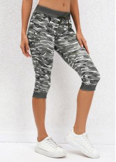 Sage Green bottoms,Graphic bottoms,Camouflage Print Sage Green Mid Waisted Drawastring Leggings
