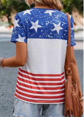 Multi Color tops,Flag tops,Striped tops,Geometric tops,Flag Print Multi Color Round Neck T Shirt