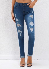 Pocket Navy Jogger Button Fly Mid Waisted Jeans