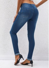 Navy bottoms,Plain Color bottoms,Pocket Navy Jogger Button Fly Mid Waisted Jeans