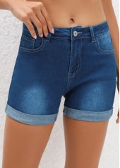 Navy bottoms,Plain Color bottoms,Pocket Navy Regular Button Fly Mid Waisted Shorts
