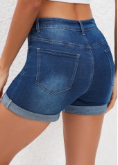 Navy bottoms,Plain Color bottoms,Pocket Navy Regular Button Fly Mid Waisted Shorts