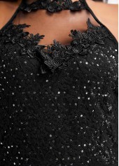 Black dresses,Plain Color dresses,Tie Patchwork Black Sleeveless Maxi Dress