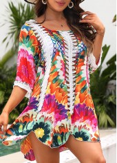 Multi Color swimwear,Tie Dye swimwear,Patchwork Multi Color Tie Dye Print Cover Up