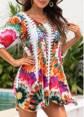 Multi Color swimwear,Tie Dye swimwear,Patchwork Multi Color Tie Dye Print Cover Up