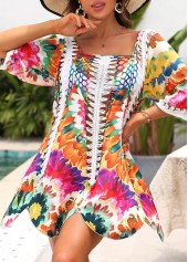 Patchwork Multi Color Tie Dye Print Cover Up