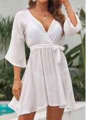 Ruched Tie Side White Cover Up