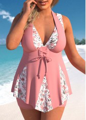 ROTITA Plus Size High Waisted Patchwork Swimdress