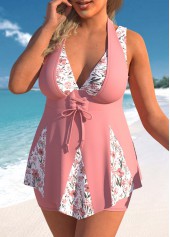 Pink plus size,Ditsy Floral plus size,ROTITA Plus Size High Waisted Patchwork Swimdress