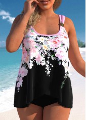 Tankini-Set mit Blumenmuster und überkreuztem Saum in Übergröße