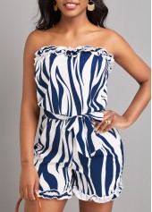 Navy jumpsuits & rompers,White jumpsuits & rompers,Striped jumpsuits & rompers,Geometric jumpsuits & rompers,Frill Striped Navy Belted Short Regular Bandeau Romper