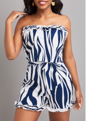 Navy jumpsuits & rompers,White jumpsuits & rompers,Striped jumpsuits & rompers,Geometric jumpsuits & rompers,Frill Striped Navy Belted Short Regular Bandeau Romper