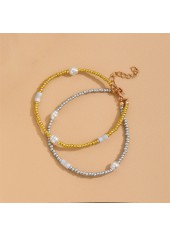 Multi Color jewelry,Other jewelry,Round Pearl Beads Detail Multi Color Anklet Set