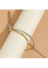 Multi Color jewelry,Other jewelry,Round Pearl Beads Detail Multi Color Anklet Set