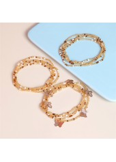 Gold jewelry,Other jewelry,Butterfly Beads Detail Layered Gold Anklet Set