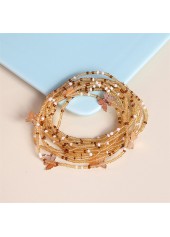 Gold jewelry,Other jewelry,Butterfly Beads Detail Layered Gold Anklet Set