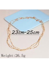 Gold jewelry,Other jewelry,Butterfly Beads Detail Layered Gold Anklet Set