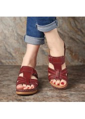 Brick Red Low Heel Open Toe Sliders