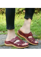 Brick Red accessories,Plain Color accessories,Brick Red Low Heel Open Toe Sliders