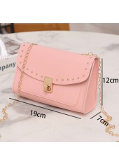Pink accessories,Plain Color accessories,Pink Chains Rivet Turnlock Shoulder Bag