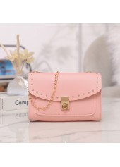 Pink accessories,Plain Color accessories,Pink Chains Rivet Turnlock Shoulder Bag