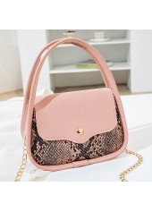 Snakeskin Print Pink Chains Magnetic Shoulder Bag