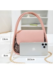 Pink accessories,Animal Print accessories,Snakeskin Print Pink Chains Magnetic Shoulder Bag