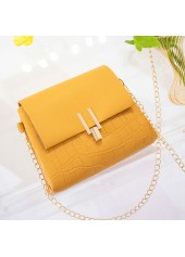 Yellow accessories,Plain Color accessories,Yellow PU Material Chains Pushlock Shoulder Bag