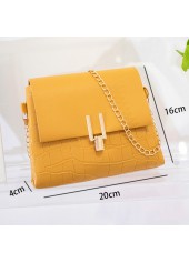 Yellow accessories,Plain Color accessories,Yellow PU Material Chains Pushlock Shoulder Bag