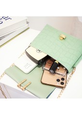 Mint Green accessories,Plain Color accessories,Mint Green PU Material Chains Pushlock Shoulder Bag