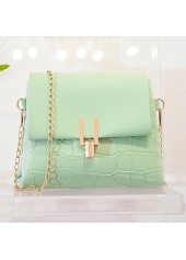 Mint Green PU Material Chains Pushlock Shoulder Bag