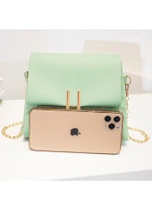 Mint Green accessories,Plain Color accessories,Mint Green PU Material Chains Pushlock Shoulder Bag