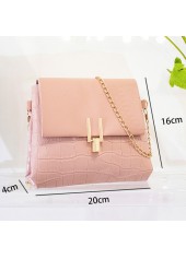 Pink accessories,Plain Color accessories,Pink Chains PU Material Pushlock Shoulder Bag