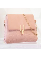 Pink Chains PU Material Pushlock Shoulder Bag