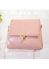Pink accessories,Plain Color accessories,Pink Chains PU Material Pushlock Shoulder Bag