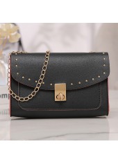 Black Chains Rivet Turnlock Shoulder Bag