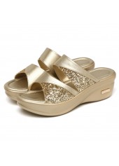 Golden accessories,Plain Color accessories,Golden Mid Heel Open Toe Sliders