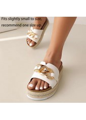 White accessories,Plain Color accessories,White Low Heel Open Toe Sliders