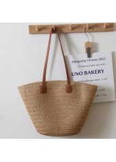 Light Camel Straw Zip Shoulder Bag