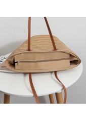 Light Camel accessories,Plain Color accessories,Light Camel Straw Zip Shoulder Bag