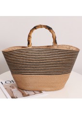 Striped Light Camel Open Hand Bag