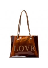 Letter Dark Coffee Drawstring Shoulder Bag